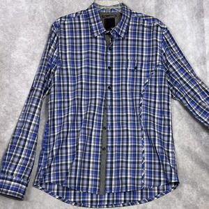 7 Diamonds Denim Decadence Shirt Men's Large 100% Cotton Blue Plaid L/S